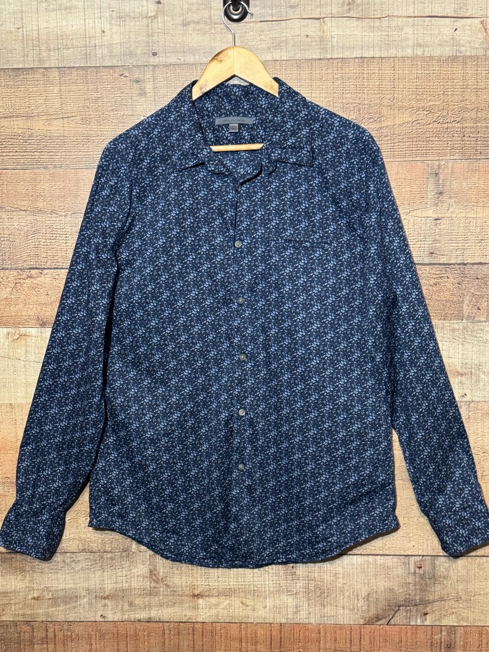 John Varvatos Dark Navy Floral Long Sleeve Shirt size Large
